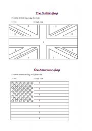 English Worksheet: The British and American flags