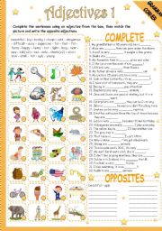 English Worksheet: ADJECTIVES 1/2