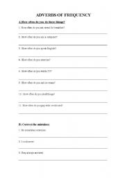 English Worksheet: Adverbs of Frequency