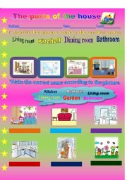 English Worksheet:  The parts of the house