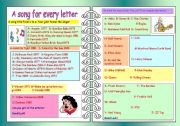 English Worksheet: A song for every letter