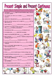 English Worksheet: Present Simple and Present Continuous (+keys)