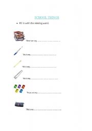 English Worksheet: School things