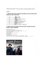 English Worksheet: Harry Potter and the globet of  fire (video session) 