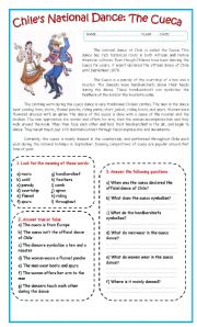 English Worksheet: Chiles National Dance: The Cueca