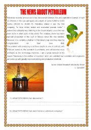 English Worksheet: THE NEWS ABOUT PETROLEUM