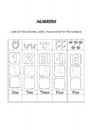 English Worksheet: Numbers from 1 to 5