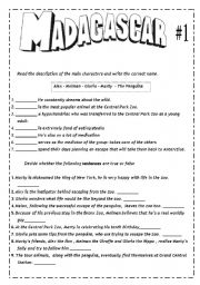 English Worksheet: Madagascar- Movie Worsheet 1/4 + Movie Worsheet 2/4 + Key (5 pages)