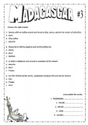 English Worksheet: Madagascar- Movie Worsheet 3/4 + Movie Worsheet 4/4 + Key (5 pages)