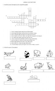 English Worksheet: animal description activities