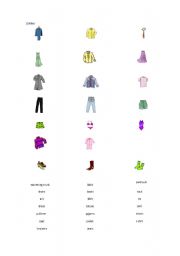 English worksheet: clothes