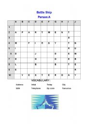 English Worksheet: Personal Info Battleship