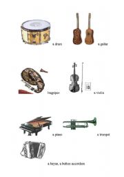 English worksheet: musical instruments