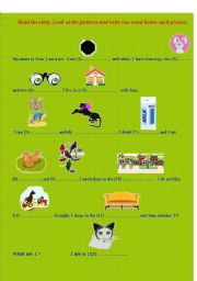 English worksheet: Write the words below the pictures