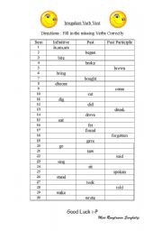 English Worksheet: verb test