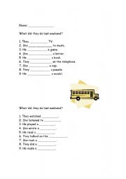 English worksheet: What did they do last weekend?