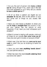 English Worksheet: BODY IDIOMS
