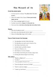 English Worksheet: The Wizard of Oz