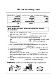 English Worksheet: Miss Lees Cooking Class