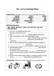 English worksheet: Miss Lees Cooking Class