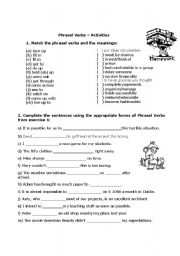 English Worksheet: Phrasal Verbs - Activities