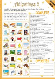 English Worksheet: ADJECTIVES 2/2