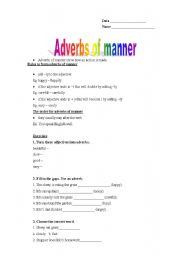 English Worksheet: Adverbs of manner