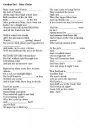 English worksheet: Goodbye Earl - song and video activity