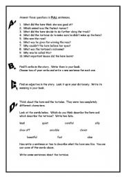 English Worksheet: Fables: Hare and Tortoise activity sheet