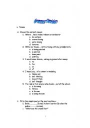English Worksheet: grammar revision of all the tenses