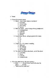 English worksheet: grammar revision of all the tenses