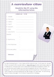 English Worksheet: A curriculum vitae 2