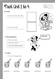 English Worksheet: test for kids