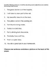 English Worksheet: Adjectives and nouns