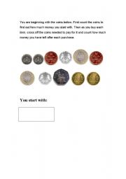 English Worksheet: Count the money
