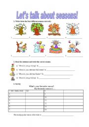 English Worksheet: Lets talk about seasons