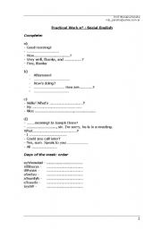 English Worksheet: days,numbers, simple presentation dialogue