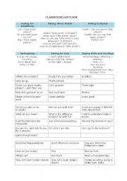 English Worksheet: classroom language