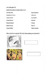 English worksheet: Art styles (part 2)