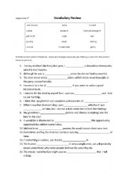 English worksheet: Vocabulary Exercise