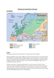 English Worksheet: Climate in Europe