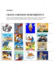 English Worksheet: Crazy Cartoon Apartments