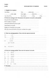 English worksheet: numbres