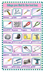 English Worksheet: Things you find in a tool box