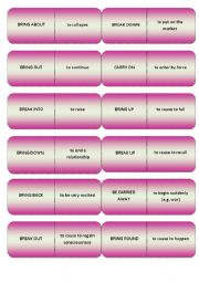 English Worksheet: Phrasal Verbs Dominoes - bring, break, carry