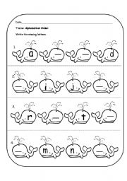 English Worksheet: alphabetical order whales