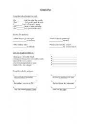 English worksheet: Activities with Past Simple