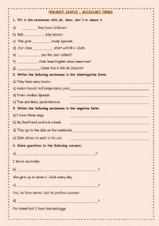 English Worksheet: Present Simple - Auxiliary verbs