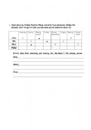 English worksheet: actions chart