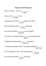 English worksheet: Nouns and Pronouns - Basic ESL Worksheet